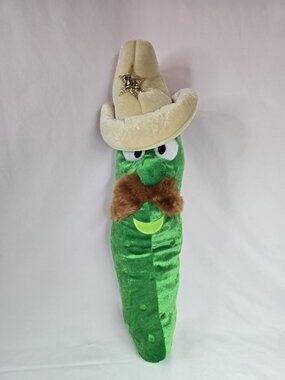 Veggietales Bootleg Large Plush “Sheriff Dill Pickle” Green SixFlags Larry 22"